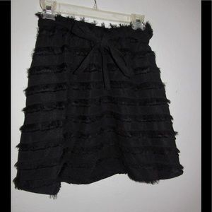 Textured Black Skirt with Bow